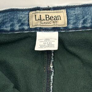 L.L. Bean Men's Classic Fleece lined winter workwear Blue Jeans 30x30 worn in